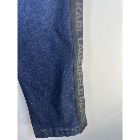 NWT Karl Lagerfeld Women Straight Leg Logo Black Tape Blue Jeans Size 2  $99.50 - Picture 4 of 9